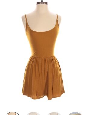 wild fable Mustard Spaghetti-Strap Romper Dress